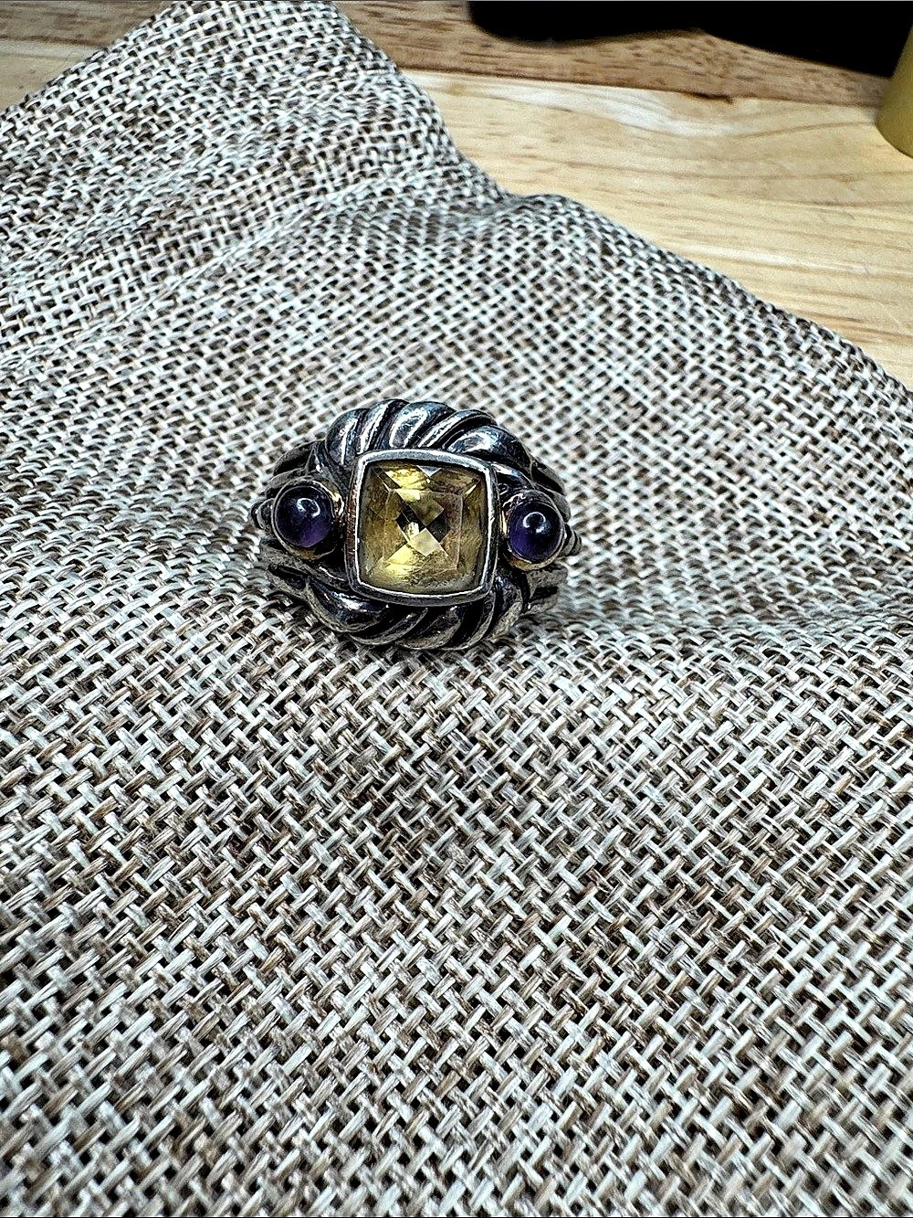 Citrine & Amethyst .925 CO GP Sterling Ring